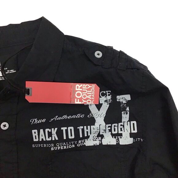 Jeans By Buffalo Shirt Men's Large Black Long Sleeve Button Up Mikolan - Picture 3 of 5